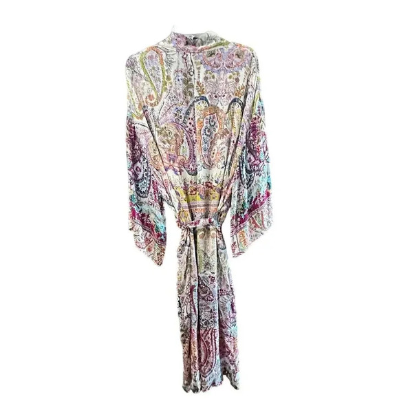 Zara Women's Multicolor Paisley kimono duster robe Size Medium - Picture 5 of 5